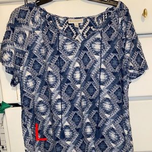 blue and white shirt